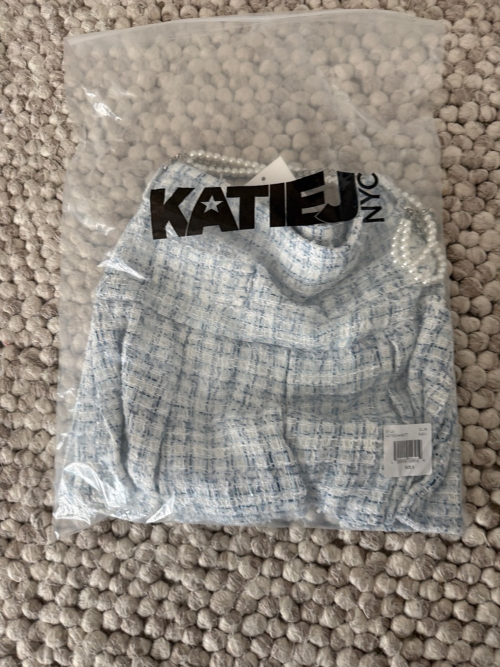 Katie J NYC Pale Blue Tweed Mini Skirt